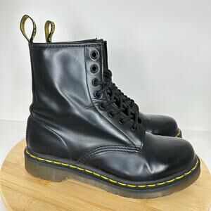 Dr. Martens 1460 Smooth Leather Lace Up Black Boots Combat Moto Womens Size 7